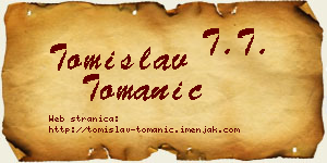Tomislav Tomanić vizit kartica